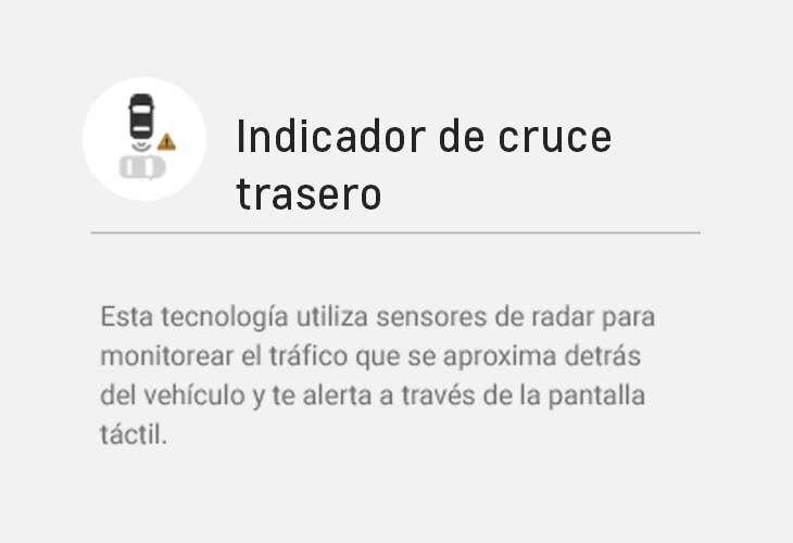 Indicador de cruce trasero, es una tecnología de seguridad y protección